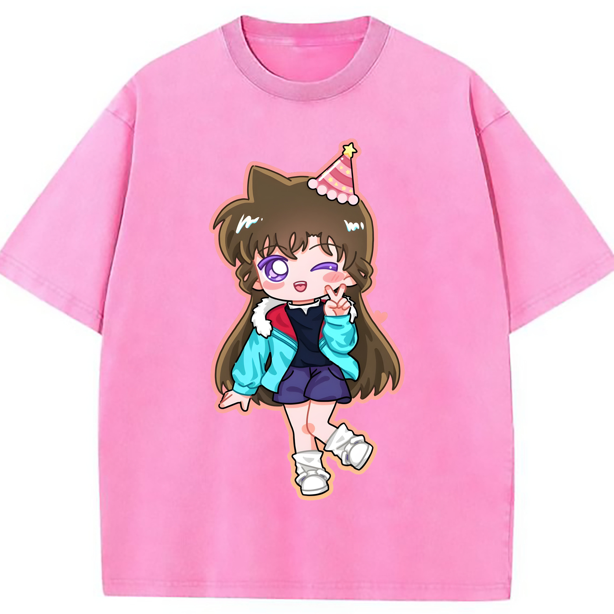 （画像用） 名探偵コナン 毛利 蘭 もうり らん、モーリ ラン Detective Conan Rachel Moore 綿100% ヴィンテージ風 半袖Tシャツ（フロントプリント）